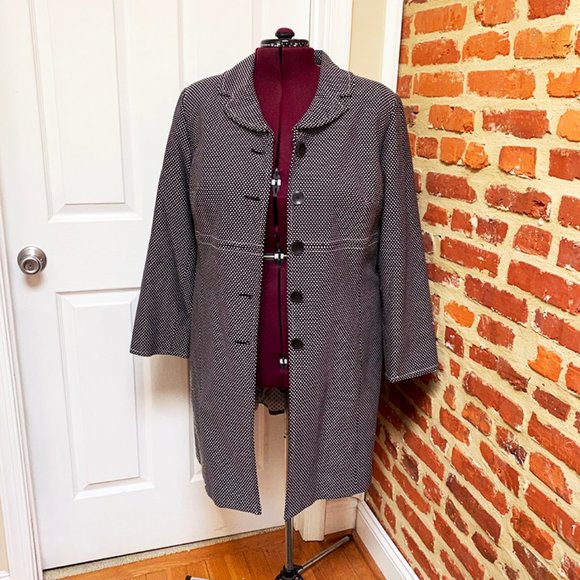 I.E. Woman Black & White Mid-Length Coat - Picture 3 of 8